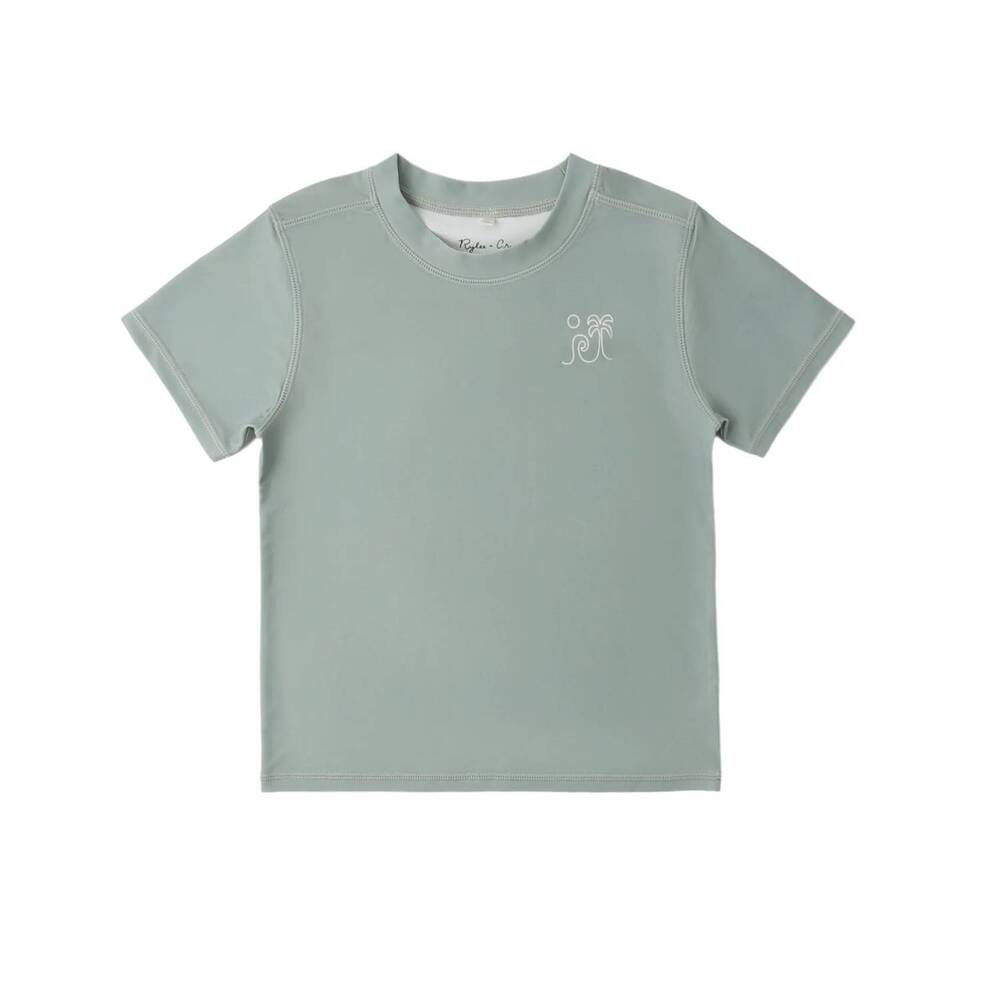 NEW RYLEE + CRU boy's short sleeve rashguard in sea green